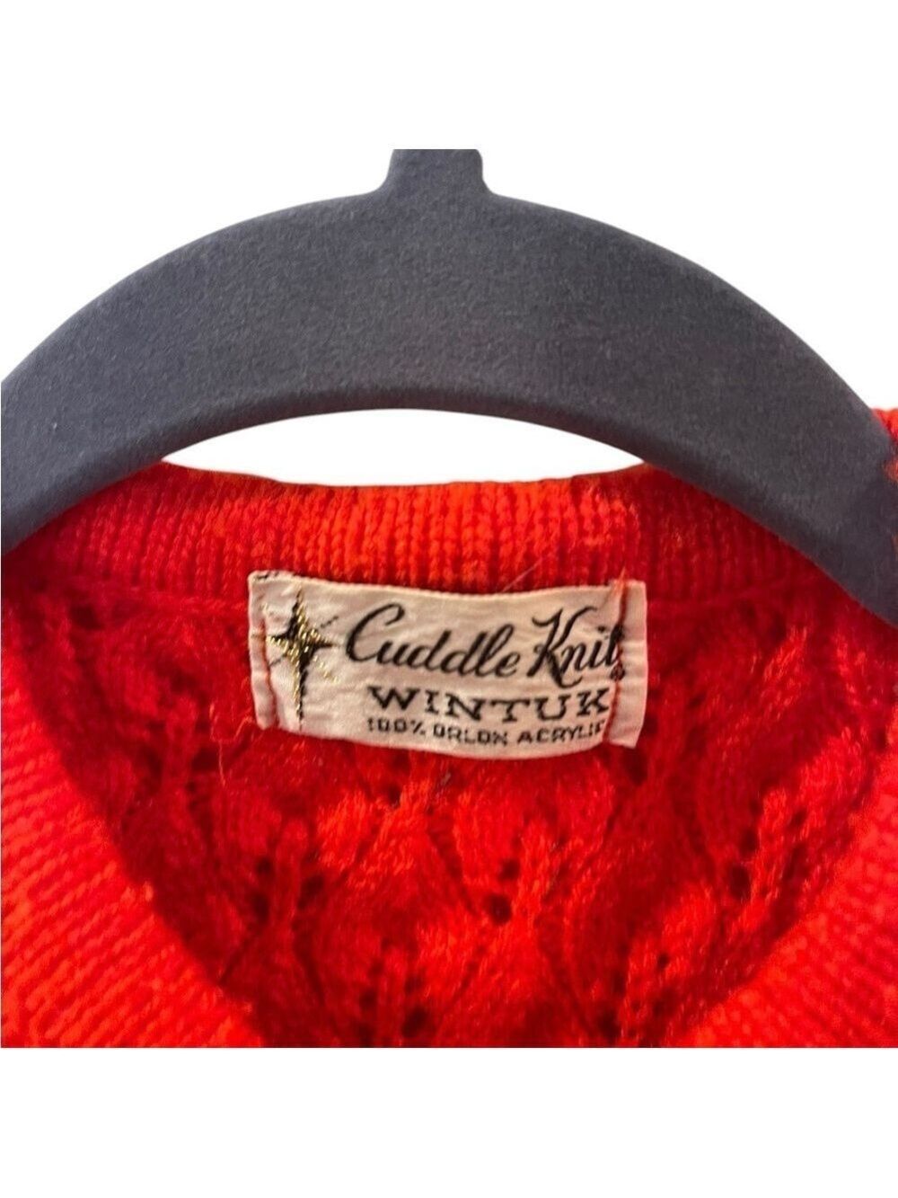 Vintage 60s Cuddle Knit Wintuk Women’s Red Orlon Acrylic Knit Cardigan Medium - Picture 4 of 6